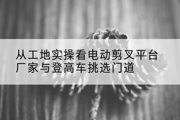 邯郸电动剪叉升降平台厂家-从工地实操看电动剪叉平台厂家与登高车挑选门道